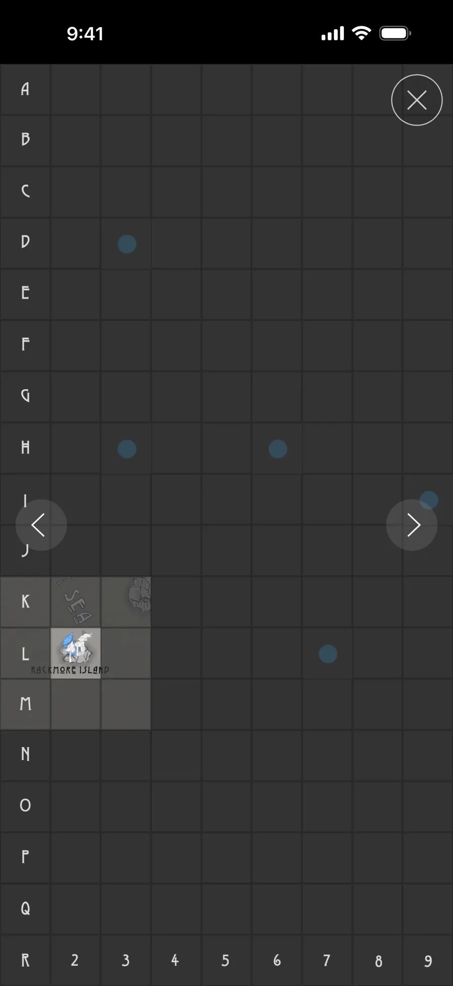 The Nethermeter map with fog covering unexplored sectors